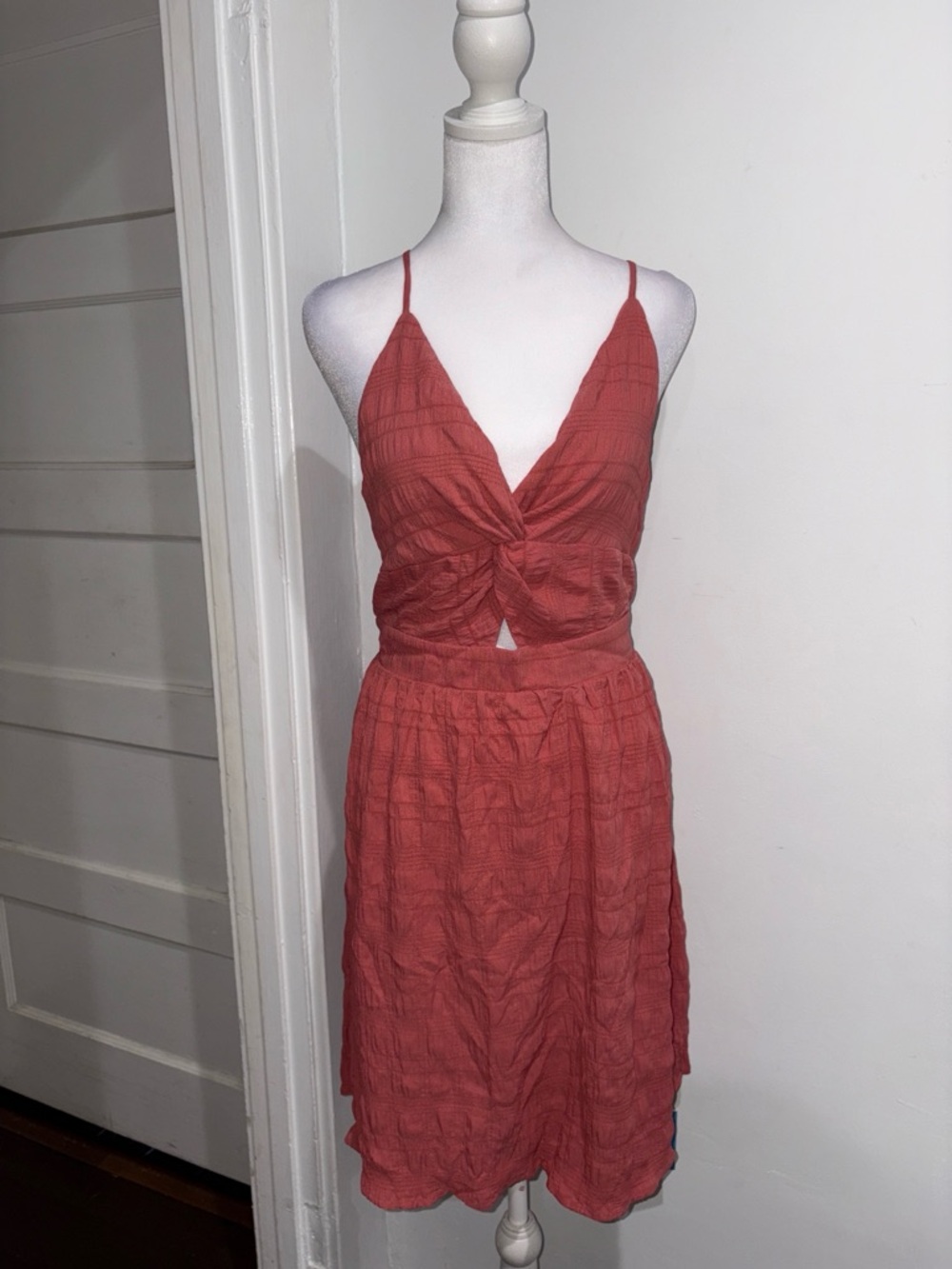 Cupshe Rusty Coral Twist-Front Mini Dress
